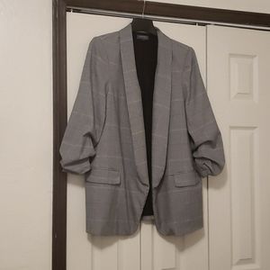 Houndstooth plaid oversized blazer